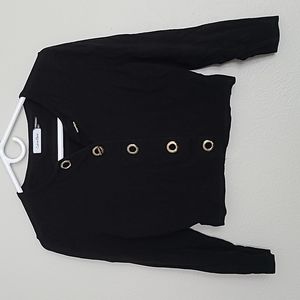Calvin Klein Black Cropped Sweater with Gold colored fasteners